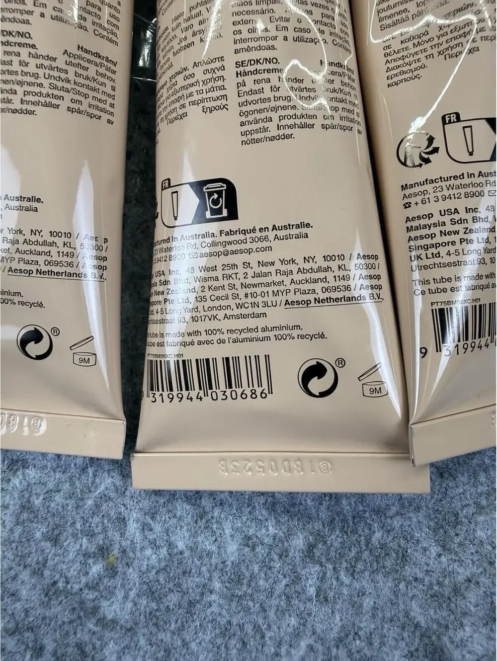 3 X Aesop Resurrection Aromatique Hand Balm 2.6 oz / 75ml New in Box Three Pack